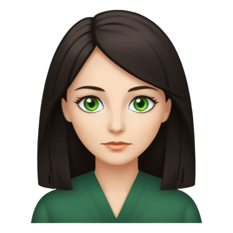 middle age woman with green eyes and long straight dark ash hair sticker