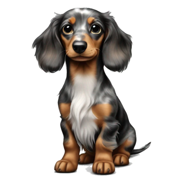 Tri Merle long haired Dachshund puppy full body sticker