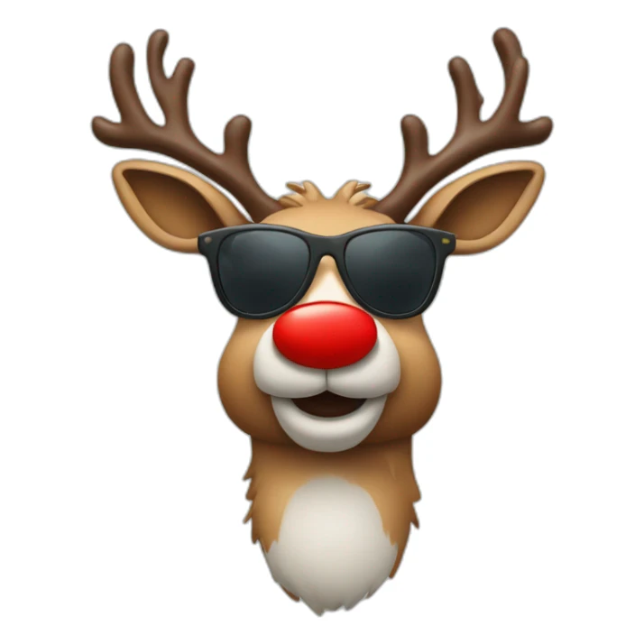 Red nose reindeer with sunglasses sticker