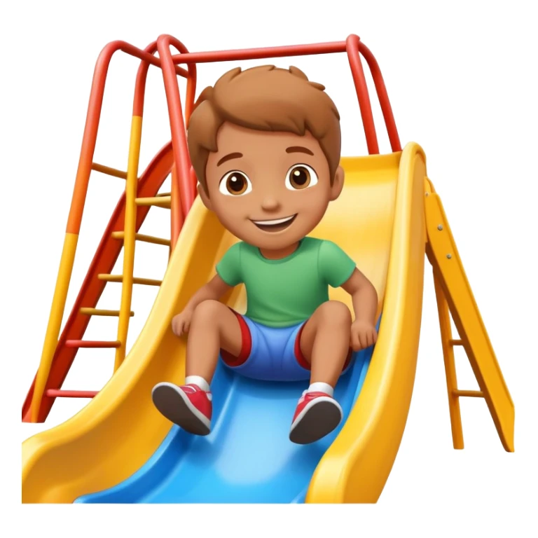 colorful playground slide with a smiling child, fun and friendly sticker