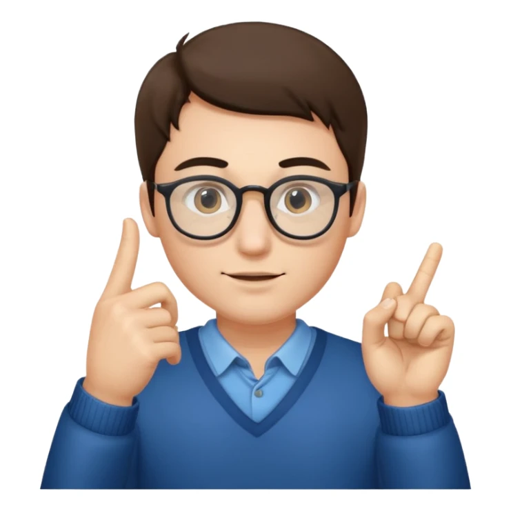 Hombre quitándose las gafas y sacando un dedo sticker