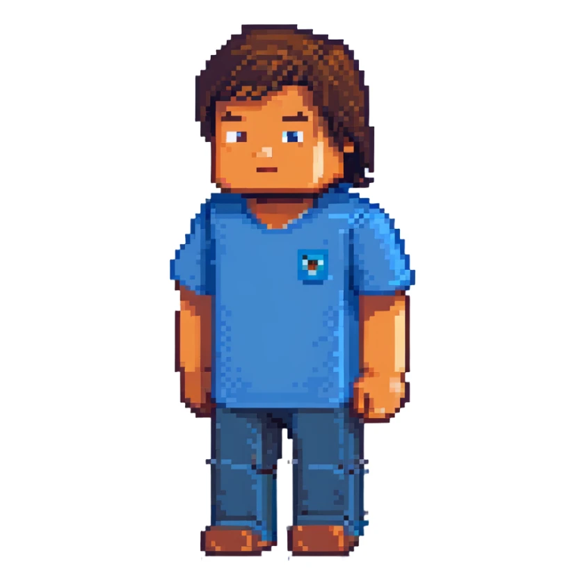 Minecraft character of Jack Black wearing a blue t-shirt sticker