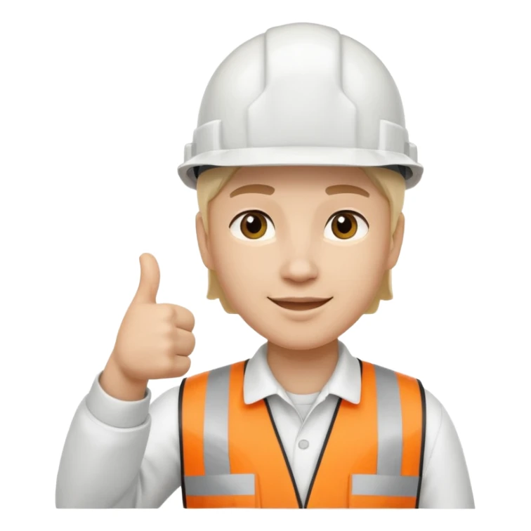 Cara de persona con casco blanco inginierl civil con pulgar arriba sticker