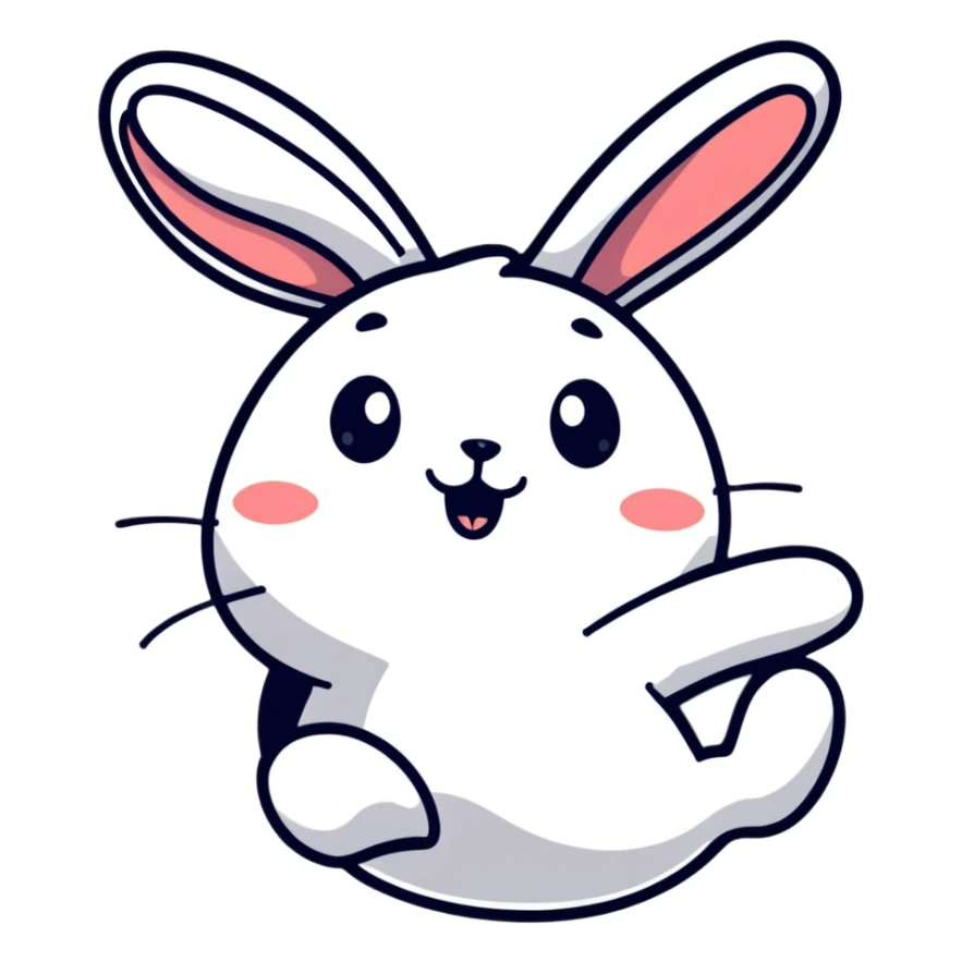 floppy bunny twirling with sparkles sticker
