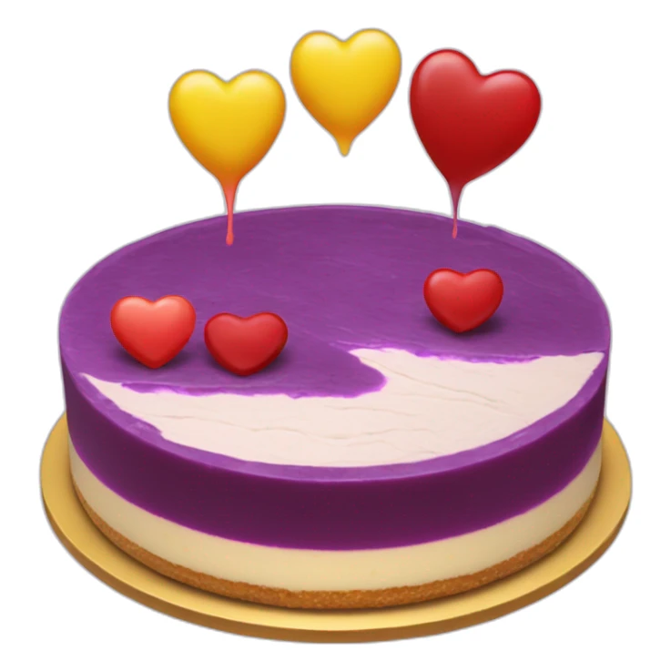 No bake cheesecake with 3 colored jams red purple and yellow hearts sticker