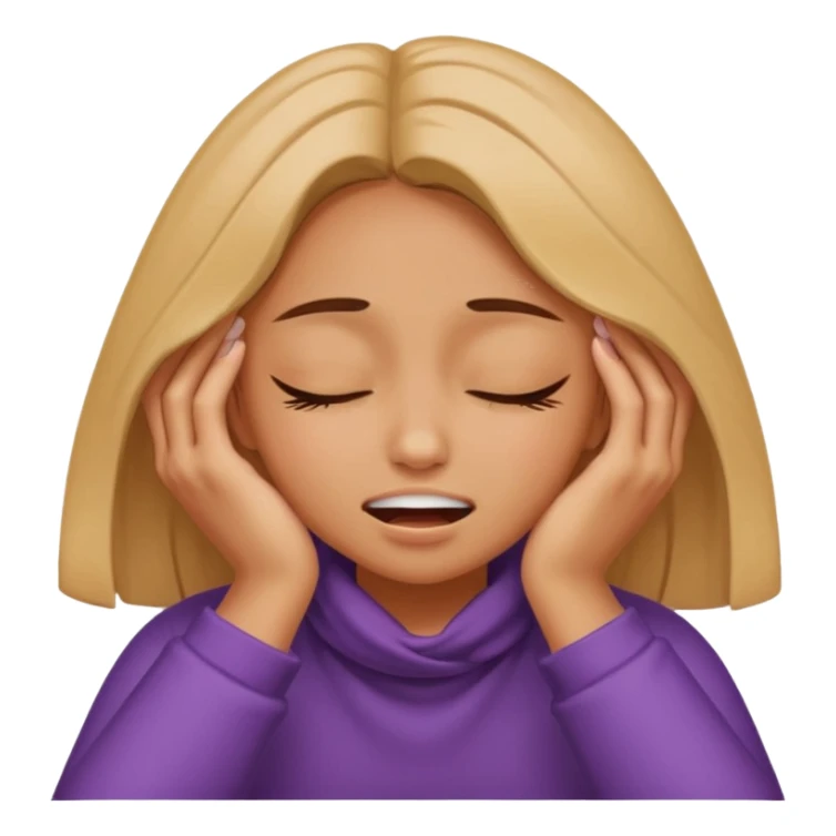 a girl squeezing her eyes shut with her arms around her neck gritting her teeth sticker