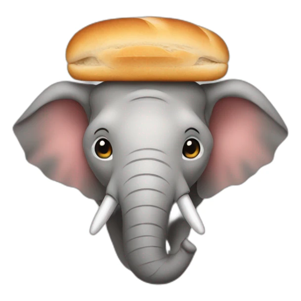An smiley with an elephant nose and a bread on the head sticker
