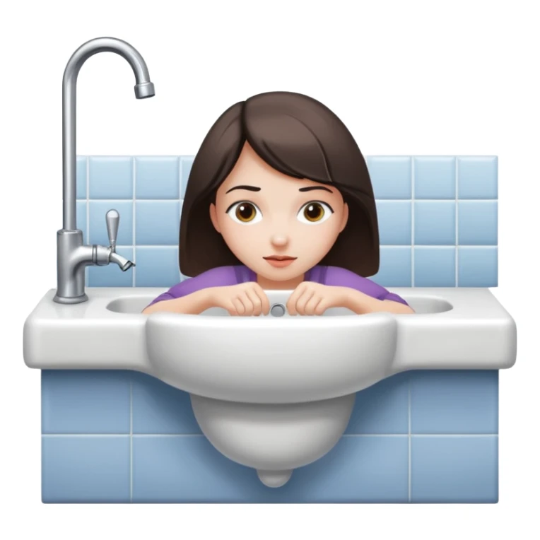 Girl bent over bathroom sink sticker