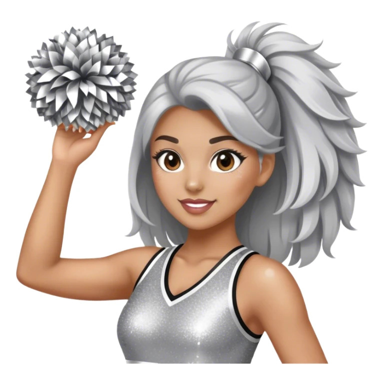 Cheerleader with Pom Pom’s wearing all silver and glitter sticker