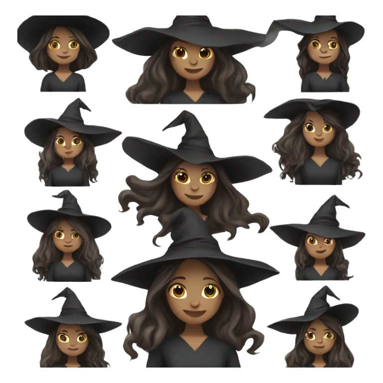 witch on a broom dark long hair white skin sticker