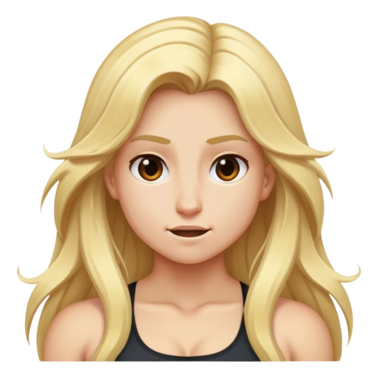 Pumped-up forms blonde long hair with realistic  sticker