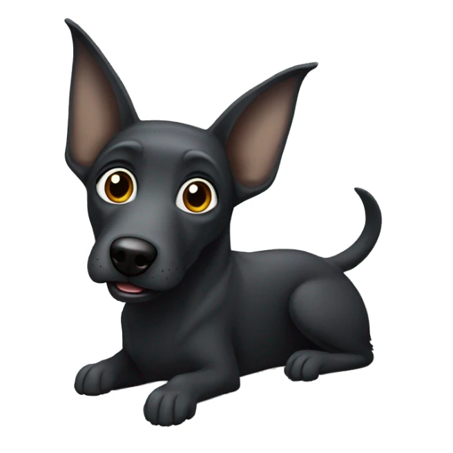 a black dog with long erect ears like an elf, gray hair on its muzzle sticker
