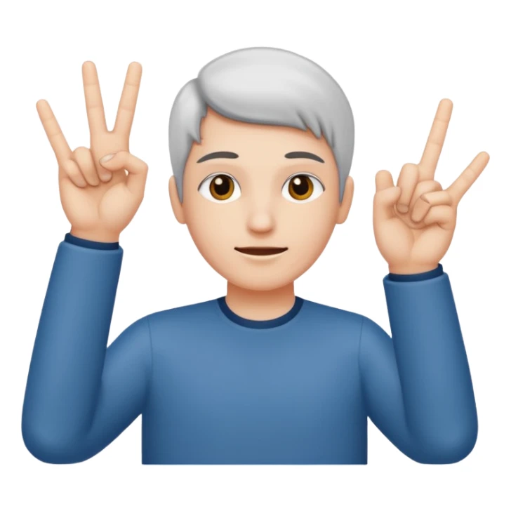 créer un emoji avec le signe de jul : c’est deux main côte à côté avec l’index et le majeure de levé sticker