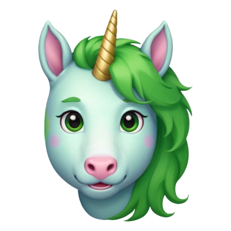 unicorn face cute and green haired and bearded sticker