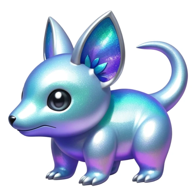 Shiny epic glittery iridescent silvery animal-fakemon-creature sticker