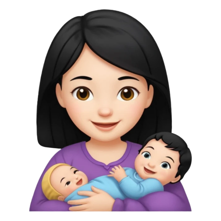 girl black hair baby sticker