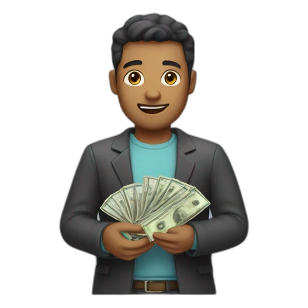 a man with cash in his hands  sticker