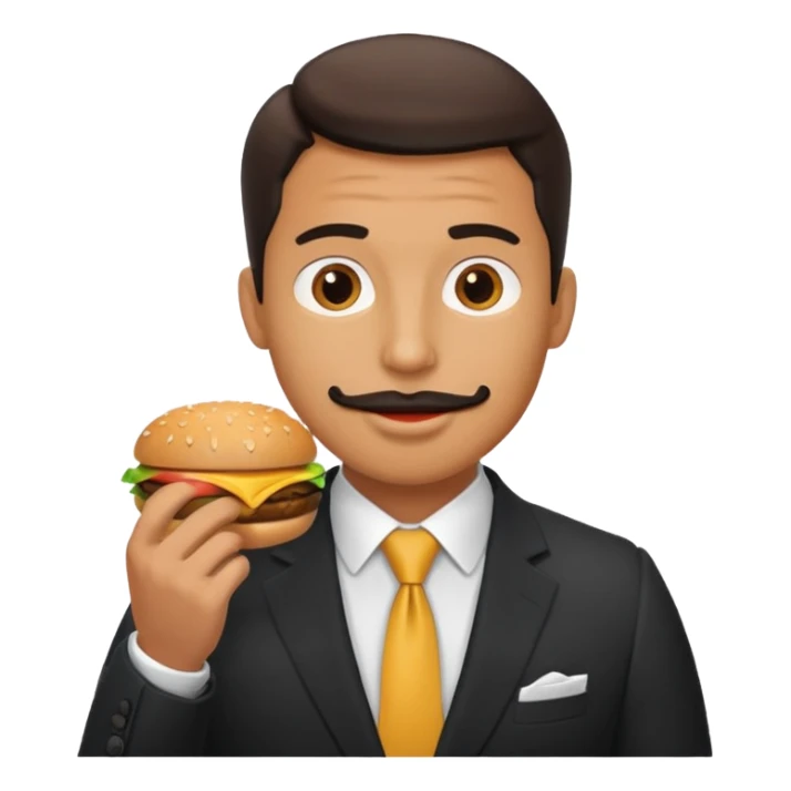 male wearing suit eating hamburger sticker