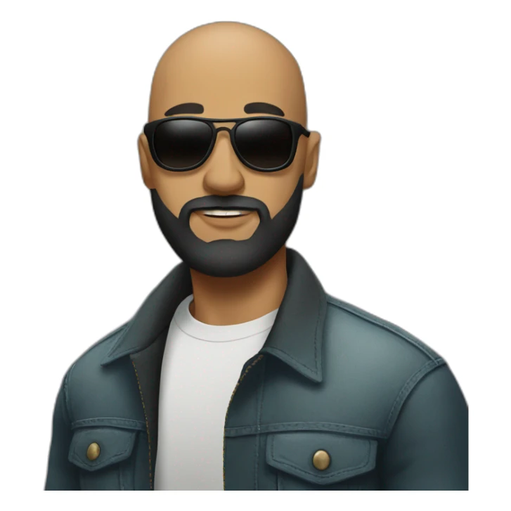 bald man with shades and black shaved beard sticker