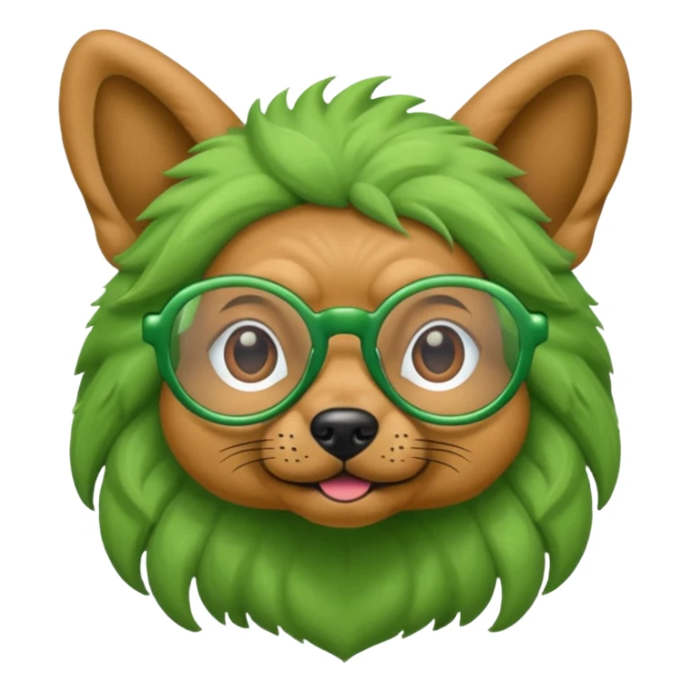 alien dog with folded ears green, wearing glassess sticker