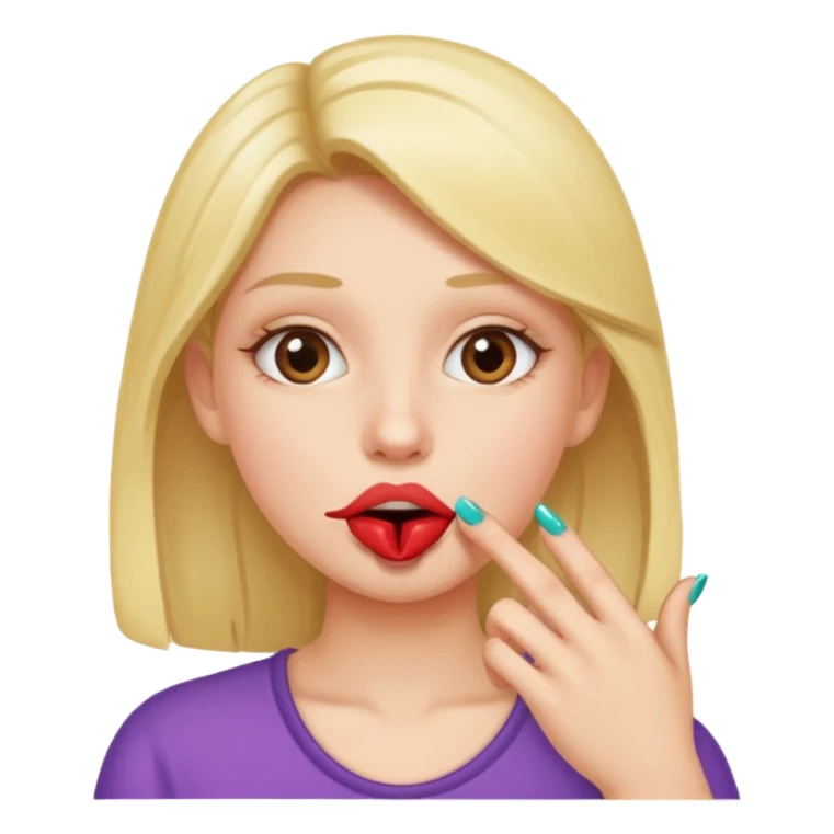 Girl with her nail in her mouth sticker