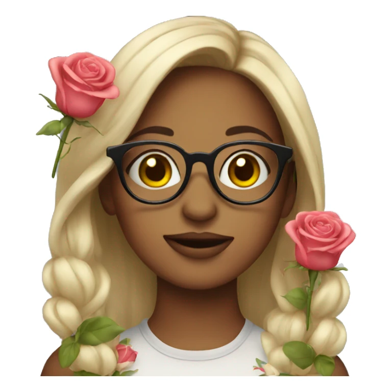 girl with glasses and roses sticker