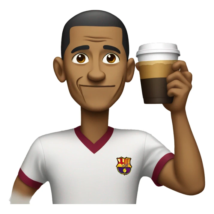 obama drinkin coffe wearing a barcelona shirt sticker