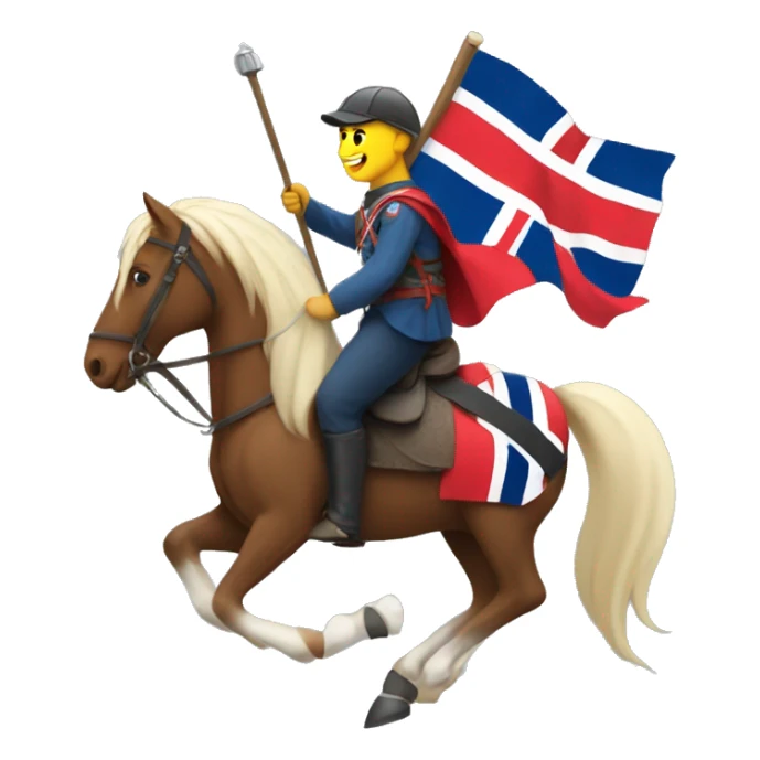 Man carrying Norwegian flag on horseback sticker