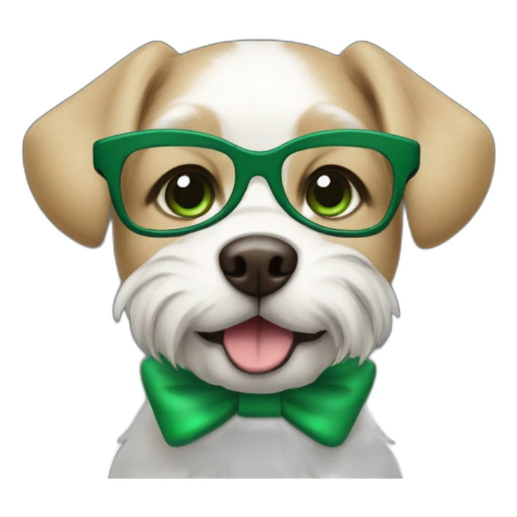 medium-bege-and-white-dog-with-green-eyes-and-glasses-and-green-bow sticker