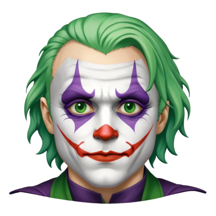 Heath Ledger Joker with face paint and green hair sticker
