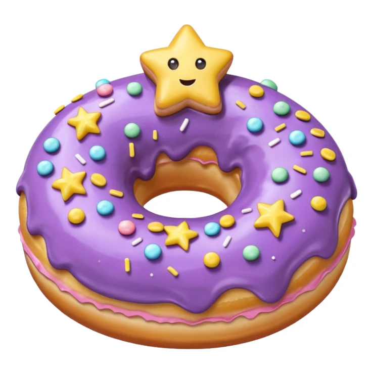 Donut with light purple frosting and pastel star shaped sprinkles sticker