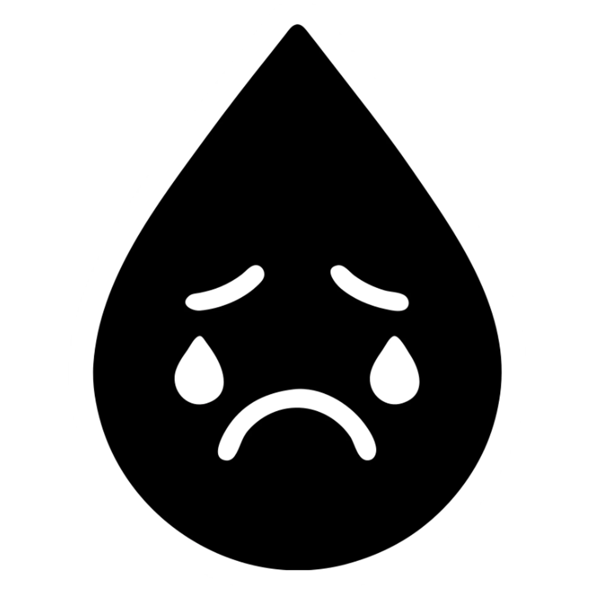 solid filled icon of a crying water droplet sticker
