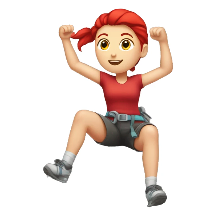 White girl with red ponytail climbing rock wall sticker