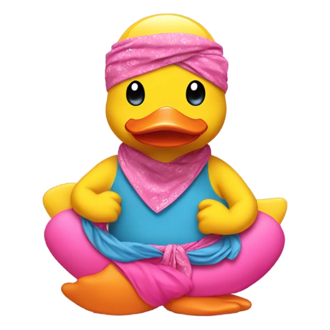 Yellow rubber duck w a pink bandana doing yoga  sticker