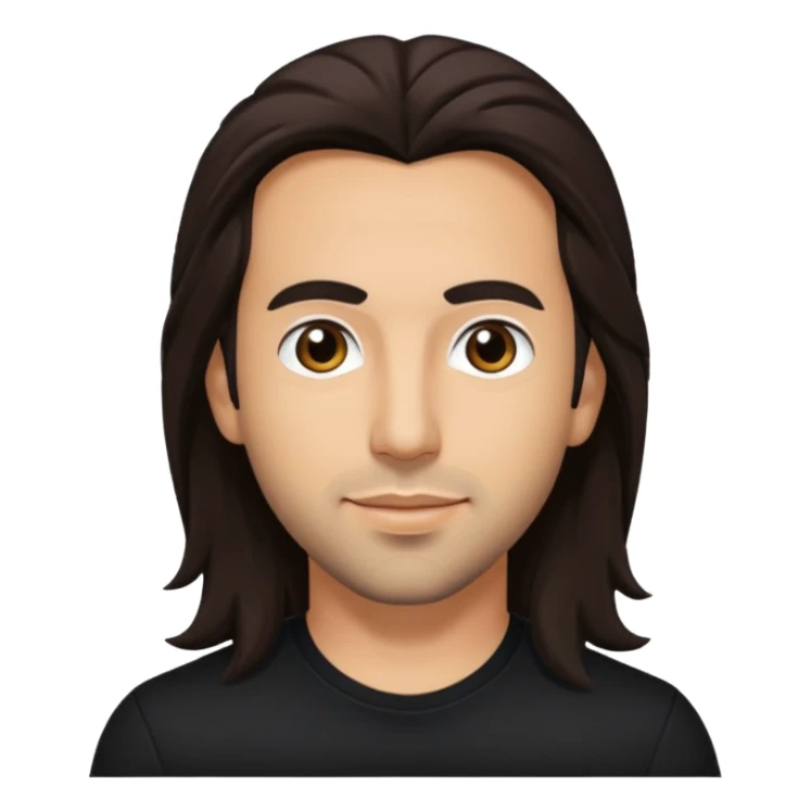 Howie Dorough with dark brown long hair, black shirt sticker