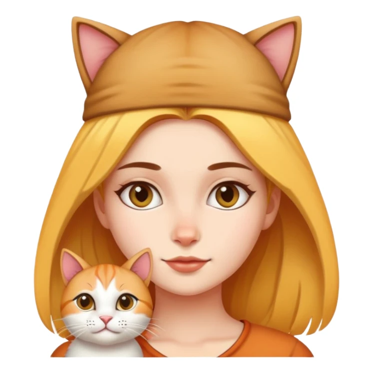 A cat on  girl's head
 sticker