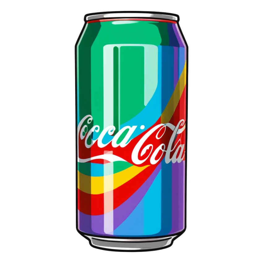 Raonbow iridescent can of coca cola sticker
