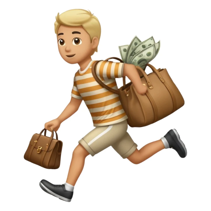 ladro che scappa con sacco di soldi sticker