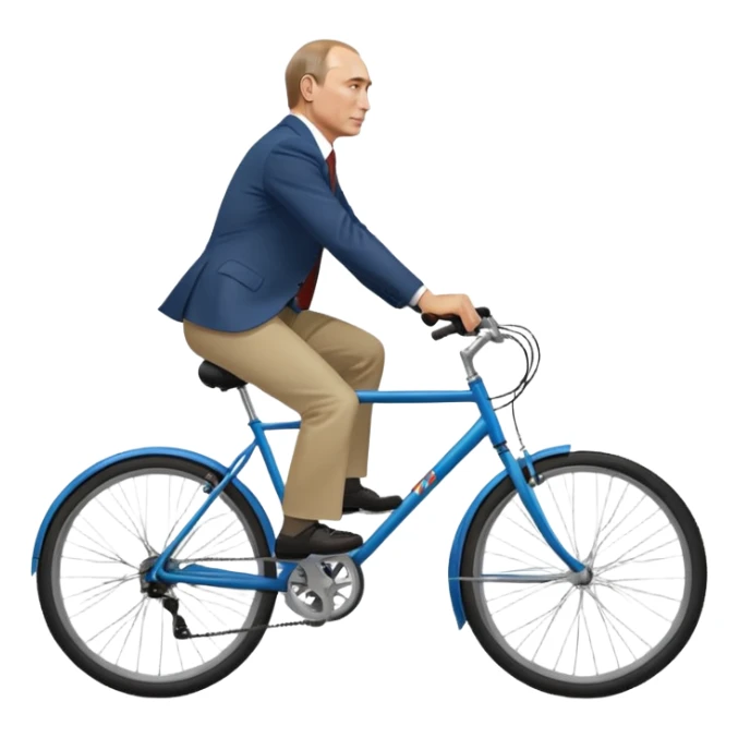 Vladimir Putin riding a bicycle from side view sticker