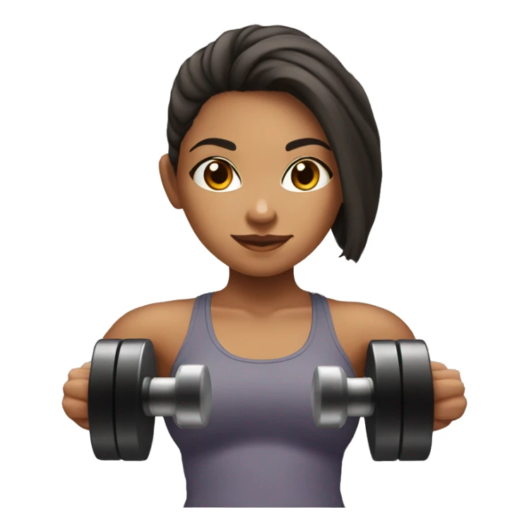 Mixed race girl at the gym holding a dumbbell sticker