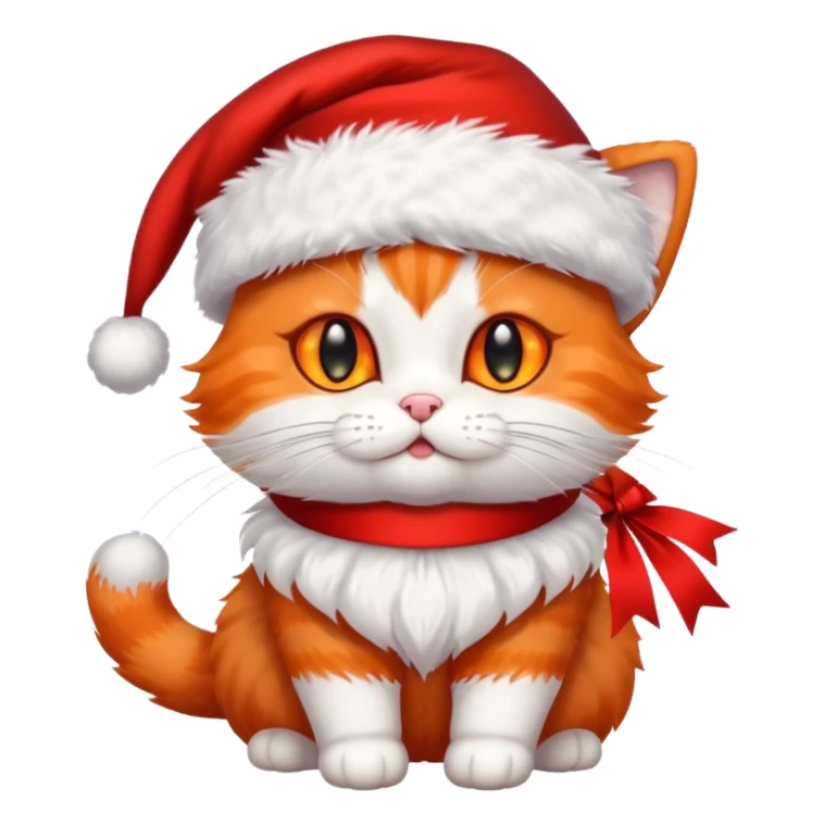 a full-body cute cat with Christmas accessories  sticker