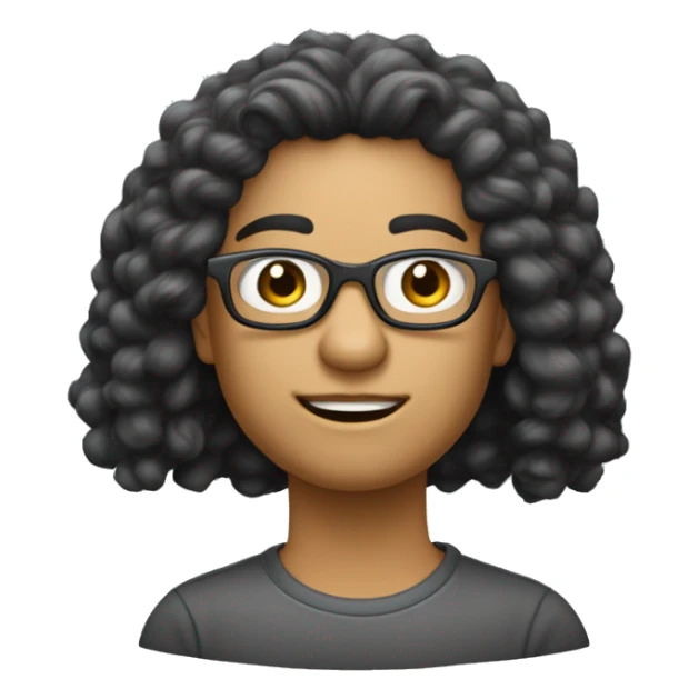 mullher de cabelo longo preto na altura dos ombros, oculos de grau, morea sticker