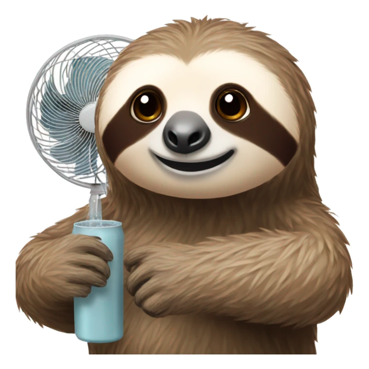 cute sloth cooling down heat in front of big fan sticker