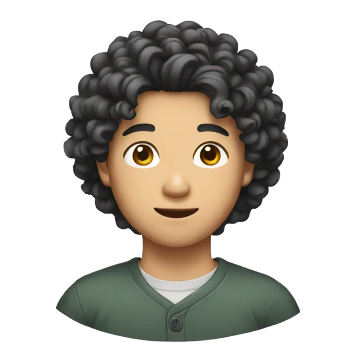 asian guy with curly hair  sticker