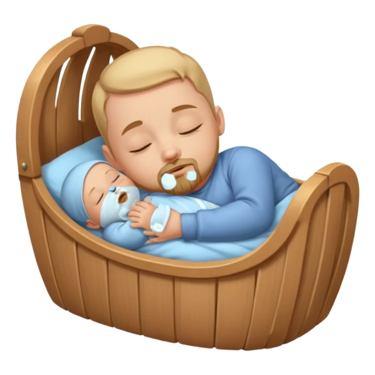 a baby with a goatee sleeping in a cradle sticker