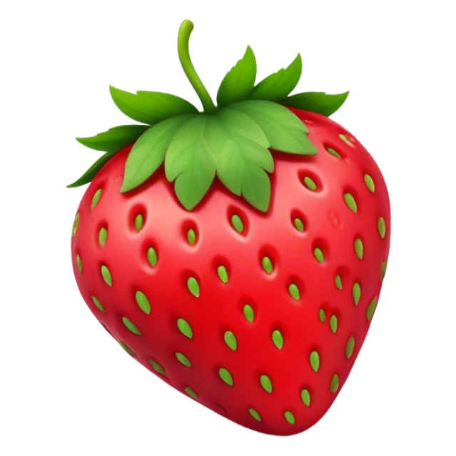 Cinematic Realistic Strawberry Emoji, Plump and juicy, with a deep red color and small, fresh seeds dotted across the skin. Its glossy, sweet surface catches the light, while bright green leaves top off the perfect, delicious berry. Soft glowing outline, capturing the essence of sweetness and freshness in a bright strawberry! sticker