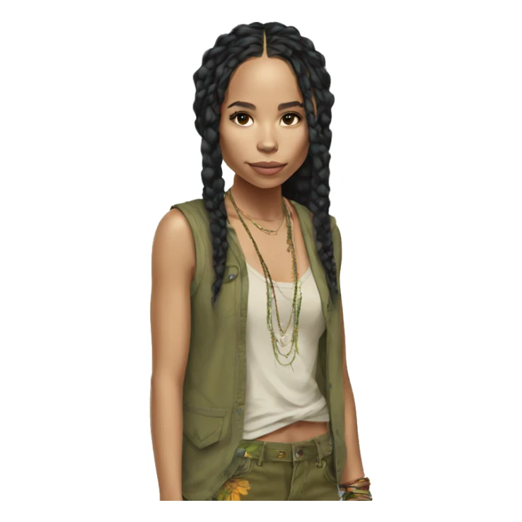 Zoe Kravitz, Portrait, Hippie Clothes sticker
