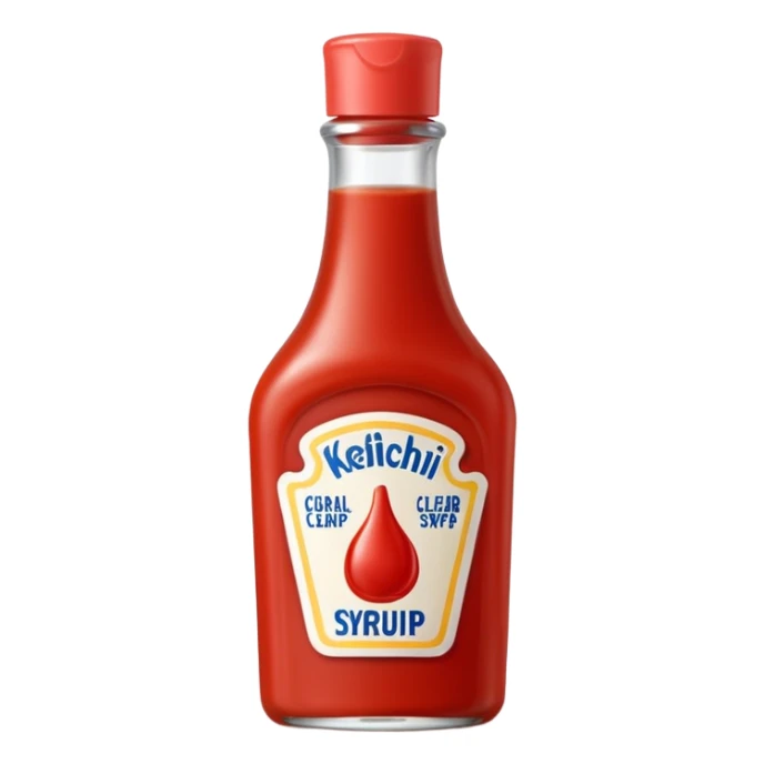 Coral clear syrup in thin tip ketchup squeeze bottle sticker