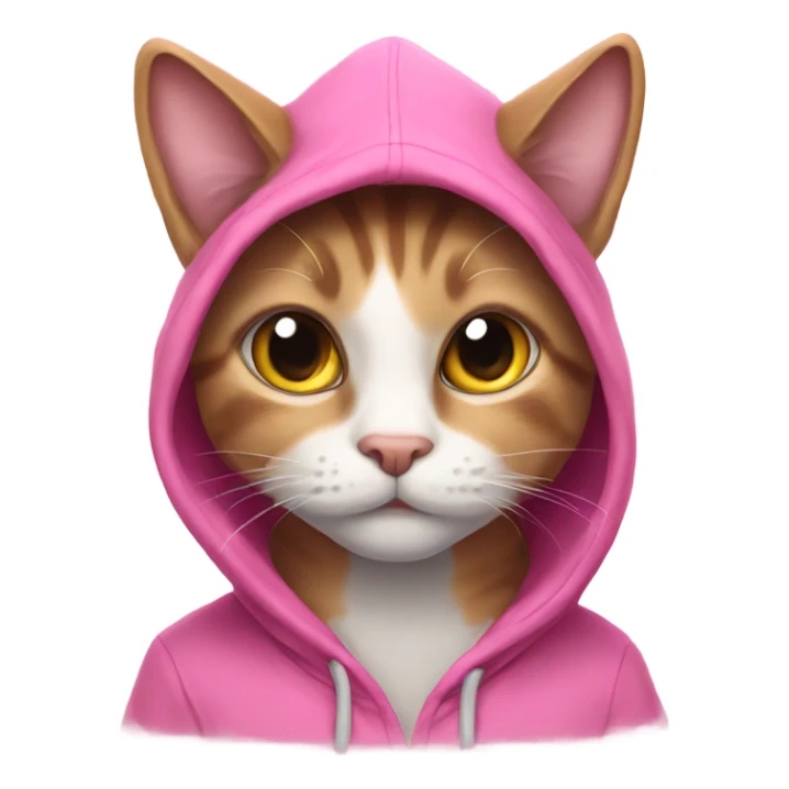 A cat in a pink hoodie  sticker