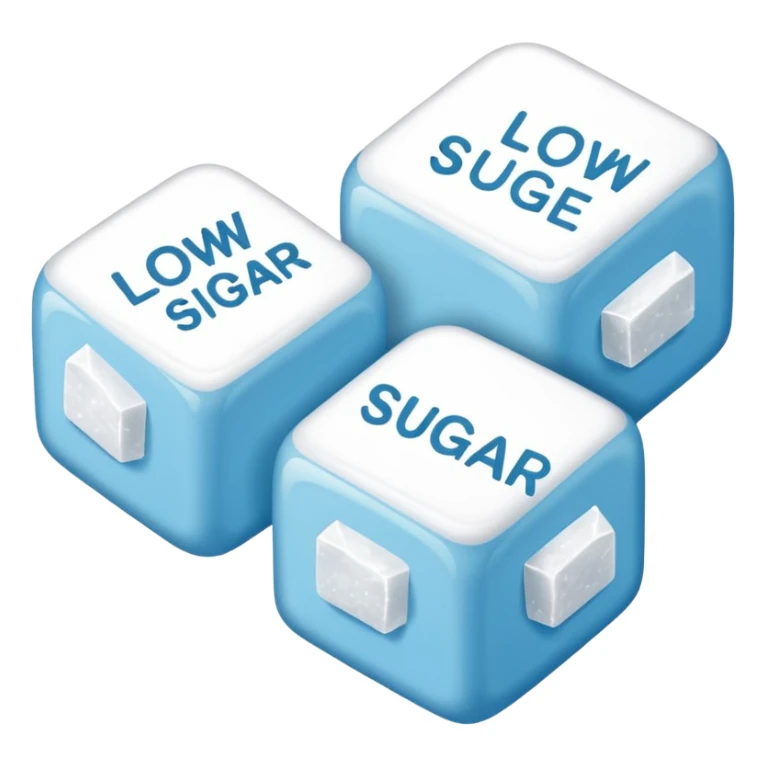 Icon 3 terrones de azúcar con la palabra debajo que diga low sugar sticker